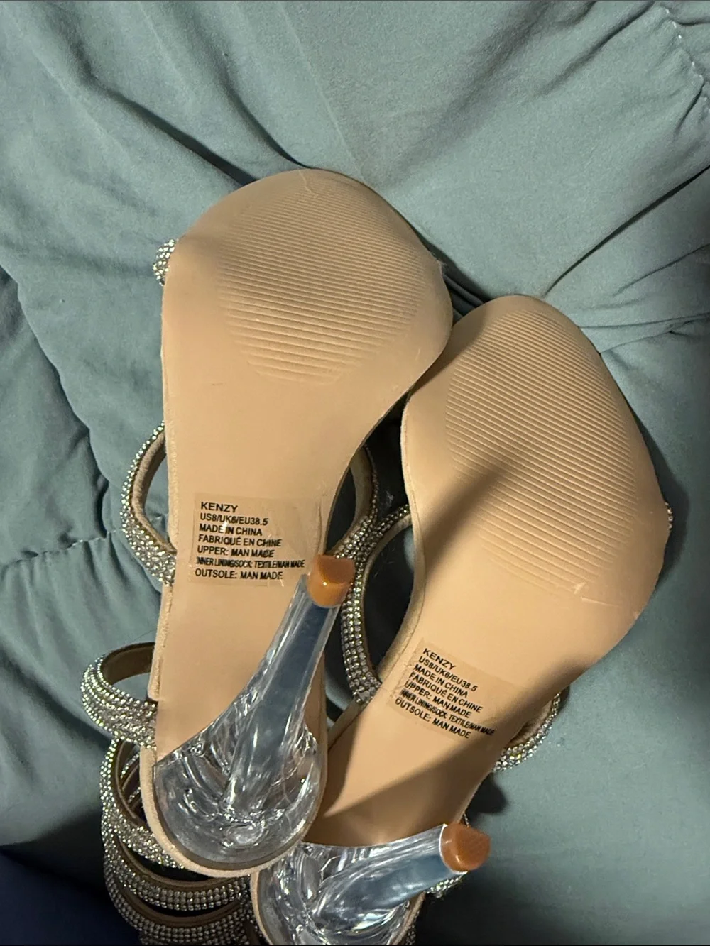 Rhinestone Spiral Strap Nude High Heel Sandals
